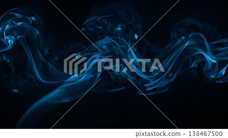 Blue smoke over black background, magic relaxing atmosphere Blue smoke over black background, magic relaxing atmosphere 138467500