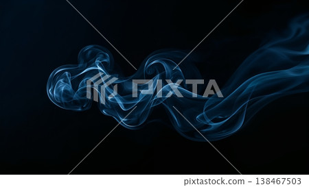 Blue smoke over black background, magic relaxing atmosphere 138467503