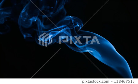 Blue smoke over black background, magic relaxing atmosphere 138467513