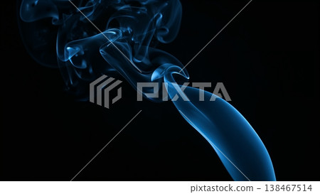 Blue smoke over black background, magic relaxing atmosphere Blue smoke over black background, magic relaxing atmosphere 138467514