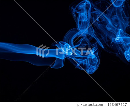 Blue smoke over black background, magic relaxing atmosphere Blue smoke over black background, magic relaxing atmosphere 138467527