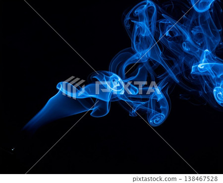 Blue smoke over black background, magic relaxing atmosphere Blue smoke over black background, magic relaxing atmosphere 138467528