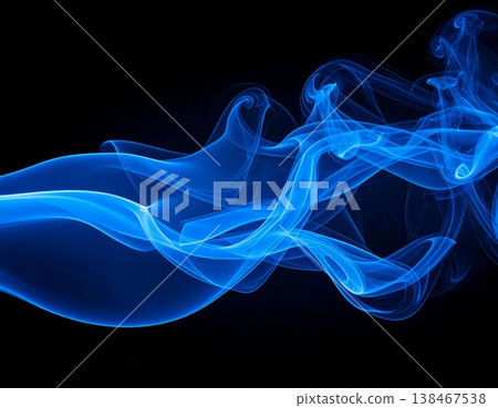Blue smoke over black background, magic relaxing atmosphere Blue smoke over black background, magic relaxing atmosphere 138467538