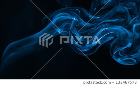 Blue smoke over black background, magic relaxing atmosphere Blue smoke over black background, magic relaxing atmosphere 138467578