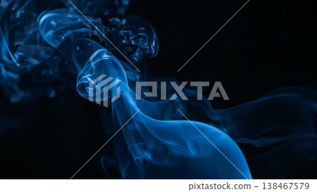 Blue smoke over black background, magic relaxing atmosphere 138467579