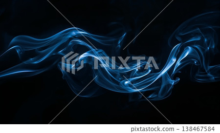 Blue smoke over black background, magic relaxing atmosphere Blue smoke over black background, magic relaxing atmosphere 138467584