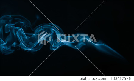 Blue Smoke over Black Background, Magic Relaxing Atmosphere Illustration Blue Smoke over Black Background, Magic Relaxing Atmosphere Illustration 138467586