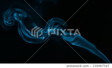 Blue Smoke over Black Background, Magic Relaxing Atmosphere Illustration Blue Smoke over Black Background, Magic Relaxing Atmosphere Illustration 138467587