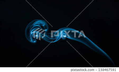 Blue Smoke over Black Background, Magic Relaxing Atmosphere Illustration Blue Smoke over Black Background, Magic Relaxing Atmosphere Illustration 138467591