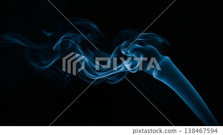 Blue Smoke over Black Background, Magic Relaxing Atmosphere Illustration 138467594