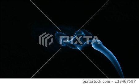 Blue Smoke over Black Background, Magic Relaxing Atmosphere Illustration Blue Smoke over Black Background, Magic Relaxing Atmosphere Illustration 138467597