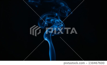 Blue Smoke over Black Background, Magic Relaxing Atmosphere Illustration Blue Smoke over Black Background, Magic Relaxing Atmosphere Illustration 138467600