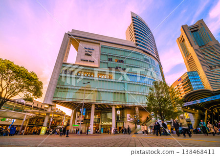 Yokohama cityscape, Japan, April 3rd. Evening commute home... rush hour... view of JR Sakuragicho Station North Exit (East Exit), etc. 138468411