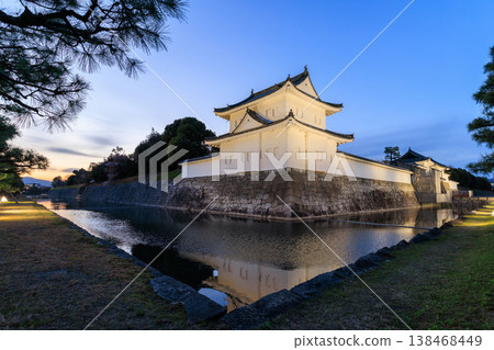 The southeast corner turret of Nijo Castle in Kyoto is illuminated. 138468449
