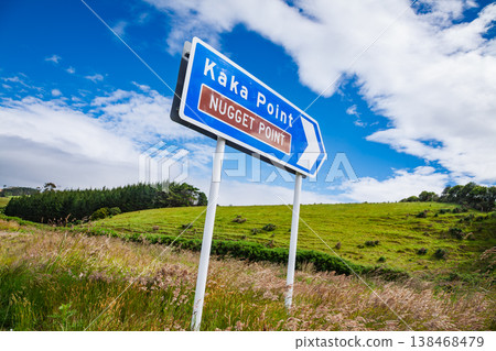 Kaka Point Nugget Point Road Sign in Otago NZ 138468479