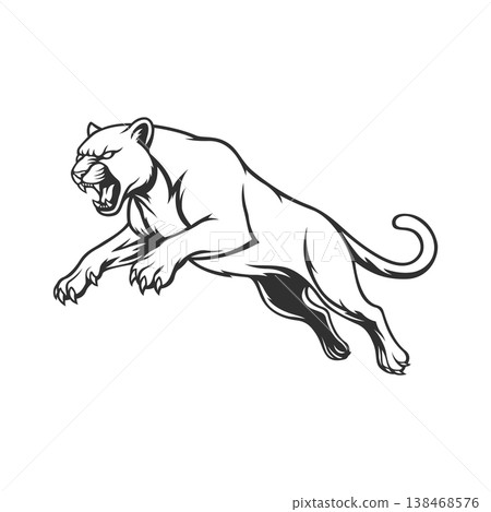 cougar mascot logo illustration vector design template in modern style cougar mascot logo illustration vector design template in modern style 138468576