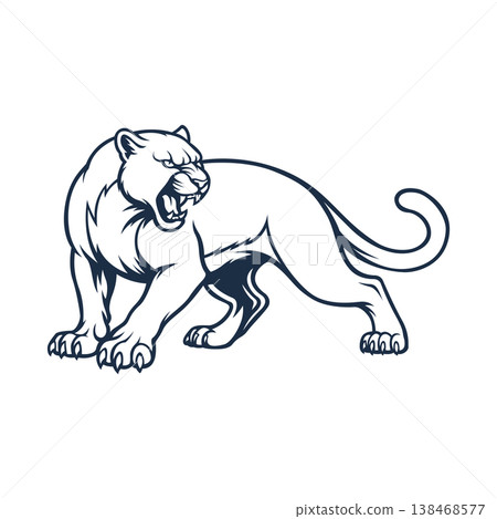 cougar mascot logo illustration vector design template in modern style cougar mascot logo illustration vector design template in modern style 138468577