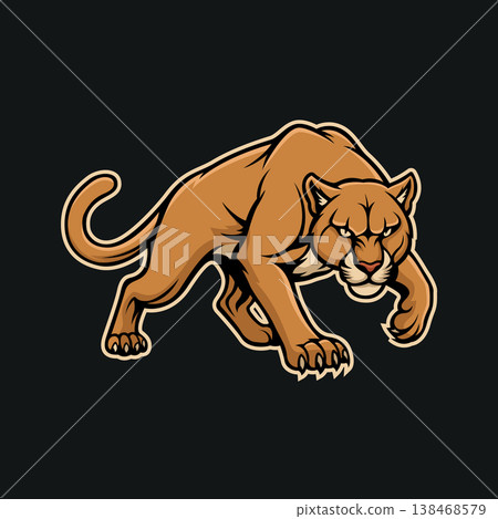 cougar mascot logo illustration vector design template in modern style cougar mascot logo illustration vector design template in modern style 138468579