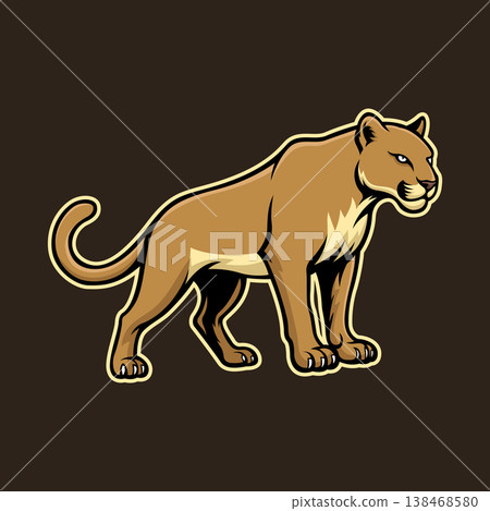 cougar mascot logo illustration vector design template in modern style cougar mascot logo illustration vector design template in modern style 138468580
