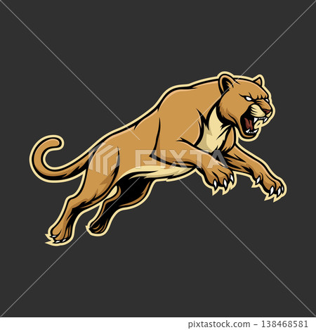 cougar mascot logo illustration vector design template in modern style 138468581