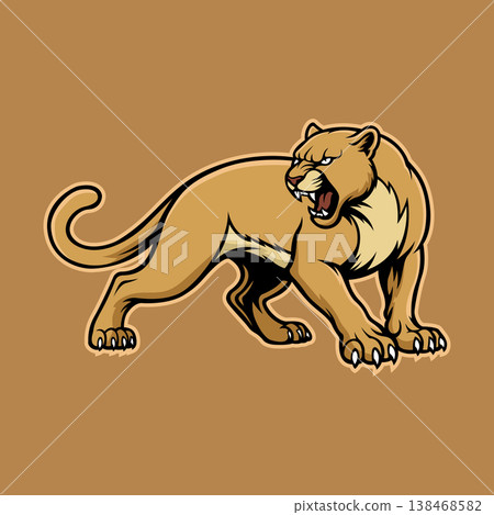 cougar mascot logo illustration vector design template in modern style cougar mascot logo illustration vector design template in modern style 138468582
