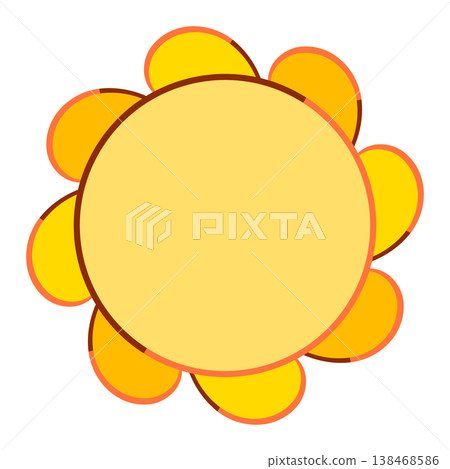 Retro yellow flower icon, groovy sun mandala vector element in 70s floral style Retro yellow flower icon, groovy sun mandala vector element in 70s floral style 138468586