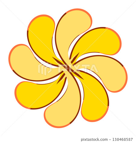 Retro yellow flower icon, groovy sun mandala vector element in 70s floral style Retro yellow flower icon, groovy sun mandala vector element in 70s floral style 138468587