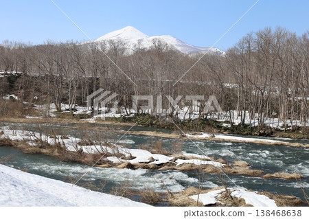 四月初，北海道，尻部，新雪谷，晴空萬裡，春天似乎已經到來，蝦夷富士，羊蹄山，新雪谷，喜茂別，俱知安，京極， 138468638