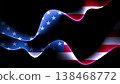 Isolated wavy composition with the silhouette of the American flag on a black background 138468772