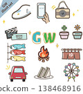 黃金周圖示集。 GW。五月插圖。假日/長假插圖。向量圖。 138468916