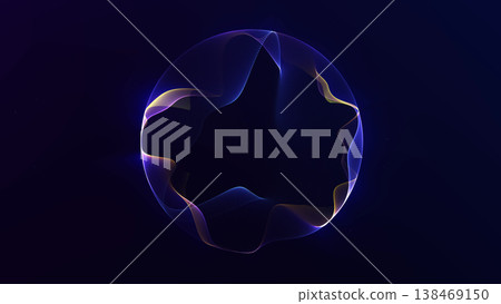 Futuristic colorful energy sphere with delicate light waves and glowing digital edges. Abstract orb background with blue, violet and gold accents on deep dark field. Futuristic colorful energy sphere with delicate light waves and glowing digital edges. Abstract orb background with blue, violet and gold accents on deep dark field. 138469150