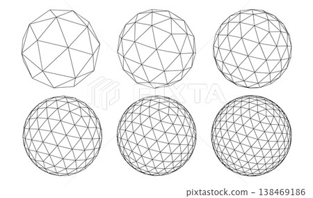 3d geometric circle sphere wireframe set for abstract digital and background shape concept. Round black lines for design element and network technology ball idea. 3d modern dot science art. 3d geometric circle sphere wireframe set for abstract digital and background shape concept. Round black lines for design element and network technology ball idea. 3d modern dot science art. 138469186