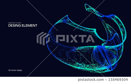 Abstract shape dot for particle background digital and technology data science. Vector cyber pattern for circle concept design and flow light space. Abstract 3d network for particle wave. 138469304
