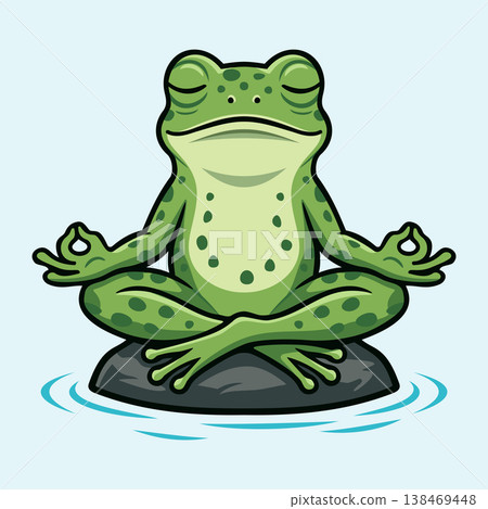 Green Frog Meditation Illustration Character Vector Logo Template Green Frog Meditation Illustration Character Vector Logo Template 138469448
