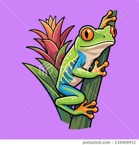 Frog Climb a Tree Illustration Character Vector Logo Template Frog Climb a Tree Illustration Character Vector Logo Template 138469452