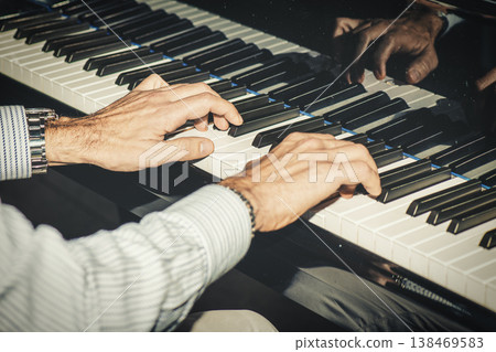 Elegant Hands Playing Piano Keys Elegant Hands Playing Piano Keys 138469583