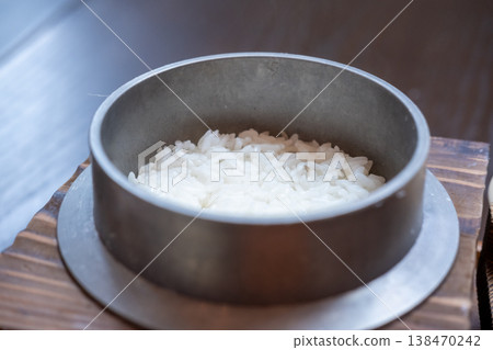 A bowl of Japanese rice served on the table 138470242