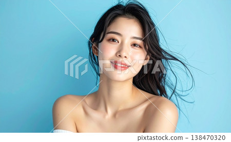 The beauty image of Japanese women with beautifully moisturized, radiant skin. 138470320
