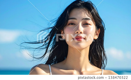 The beauty image of Japanese women with beautifully moisturized, radiant skin. 138470322