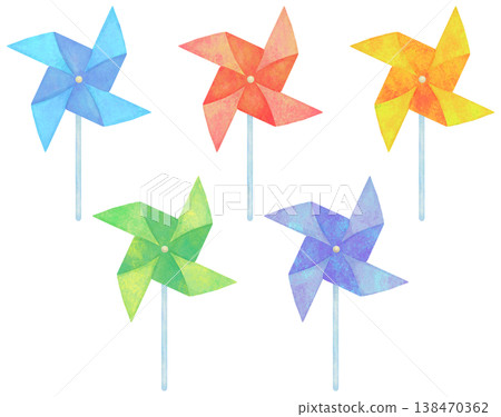Colorful pinwheel illustration set 138470362