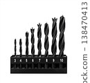Set of spiral drills bit various sizes for woodwork. 138470413