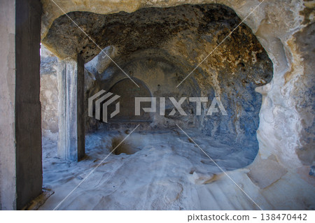 House in rock cave city Uplistsikhe in Georgia 138470442