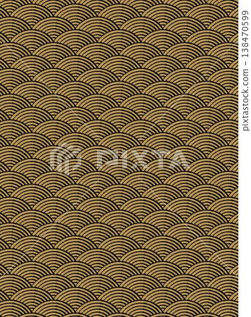 Black and counterfeit gold seigaiha pattern Black and counterfeit gold seigaiha pattern 138470599
