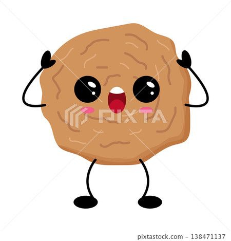 Cute cookie character with big eyes and happy expression Cute cookie character with big eyes and happy expression 138471137
