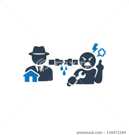 Plumbing service dispute frustration icon 138471264