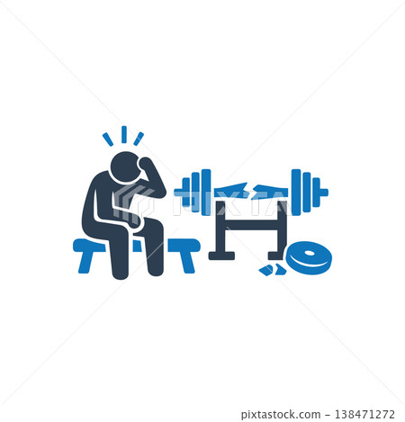 Gym equipment failure frustration icon Gym equipment failure frustration icon 138471272