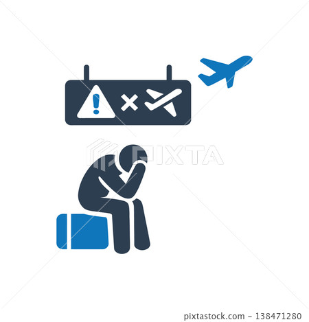 Flight cancellation passenger frustration icon Flight cancellation passenger frustration icon 138471280