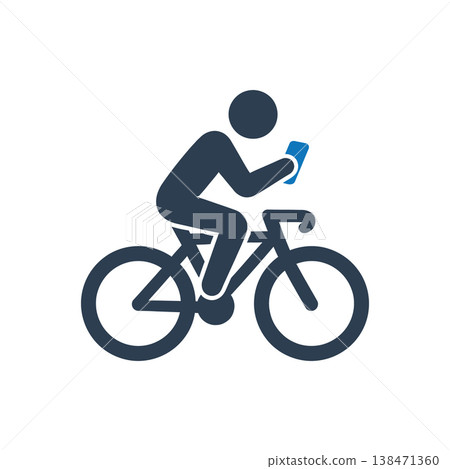 Dangerous Cycling While Texting Icon 138471360