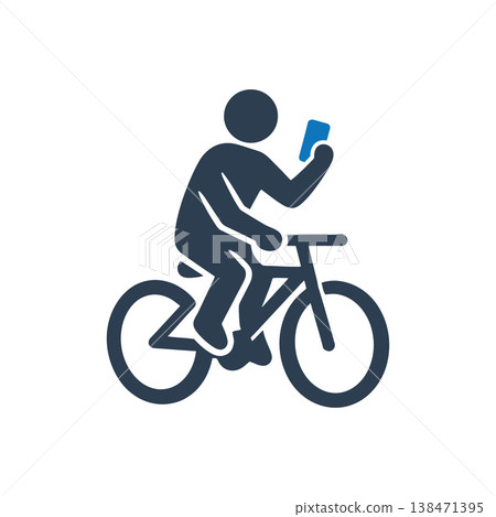 Dangerous Cycling Phone Use Icon 138471395