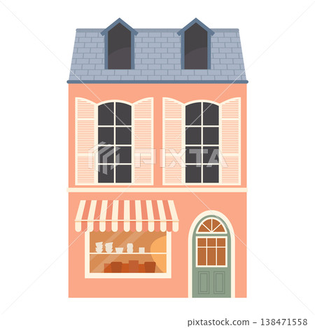 Mediterranean coastal flat building. Isolated municipal building Mediterranean coastal flat building. Isolated municipal building 138471558